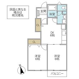 K-13・B 2DKの間取図画像