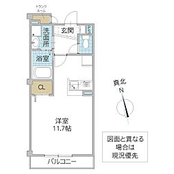メゾングラシュ2 ワンルームの間取図画像