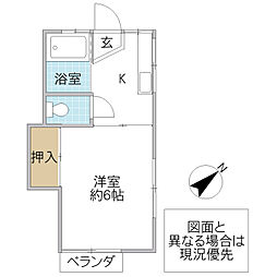 クランメール・多賀 1Kの間取図画像