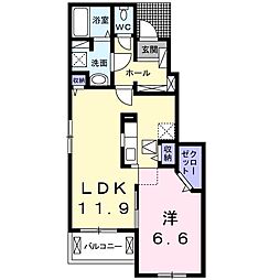 グランメゾン高萩2 1LDKの間取図画像