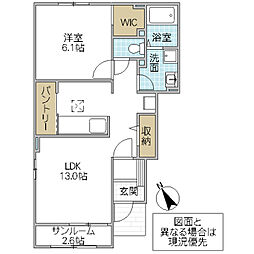 ブルーグラス 1LDKの間取図画像