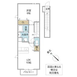 オーブ・プロムナード2 1LDKの間取図画像