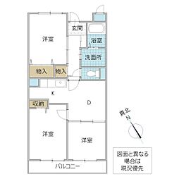 ニューポート磯原 3DKの間取図画像