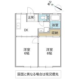 伊藤ハイツ 2DKの間取図画像
