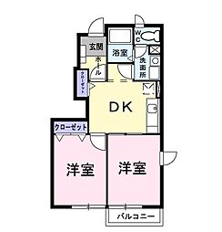 フィールドヒル 2DKの間取図画像