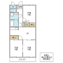 グラン・ドムスM1 3DKの間取図画像
