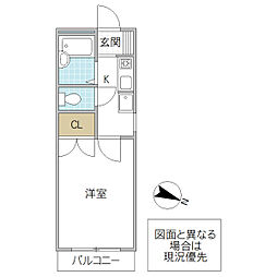 ガーデンヒルズ那珂 1Kの間取図画像