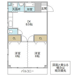 スズキハイツC 2DKの間取図画像