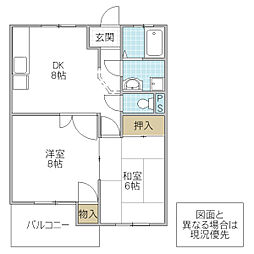 リーベ4 2DKの間取図画像