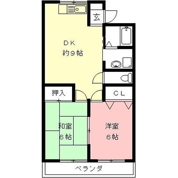 吉田グリーンハイツII 106｜岐阜県岐阜市薮田中1丁目(賃貸アパート2DK・2階・49.05㎡)の写真 その2