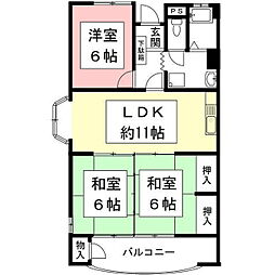 サンホワイト・オサムラ 3LDKの間取図画像