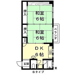 角正ビル 2DKの間取図画像