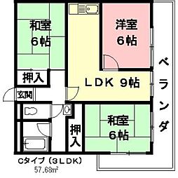 マンション城南 3LDKの間取図画像