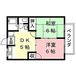 ロイヤル小塩7 2DKの間取図画像