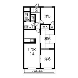 メゾンシャンポール 3LDKの間取図画像