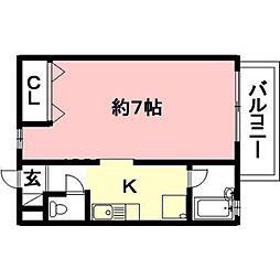 KENSINGTON 1Kの間取図画像