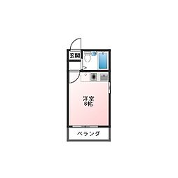 JR東海道本線 岐阜駅 徒歩7分の賃貸マンション 2階ワンルームの間取り