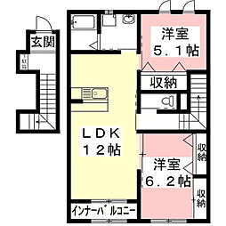 ユニヴァリィ・ハイ 2LDKの間取図画像