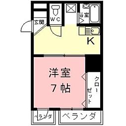 ツツミフローレ 1Kの間取図画像