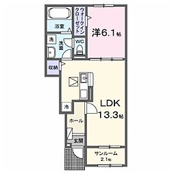 各務原市那加前洞新町3丁目アパート 1LDKの間取図画像