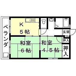 宇留野ビル 2Kの間取図画像