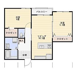 クイール忠節 2LDKの間取図画像