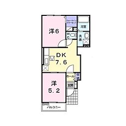 レイール2 2DKの間取図画像
