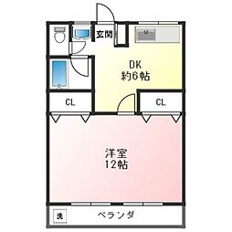 レスポワールN 1DKの間取図画像