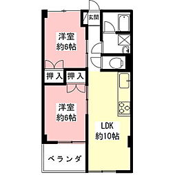 グリーンコーポ螢ヶ丘 2LDKの間取図画像