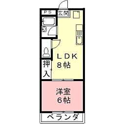 高要コーポ 1LDKの間取図画像