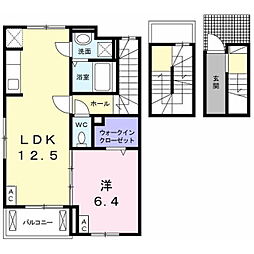 シュエットアン 1LDKの間取図画像