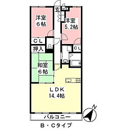 日本泉ビル 3LDKの間取図画像