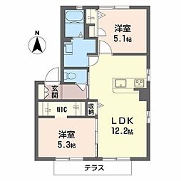 カーサアコルデB 2LDKの間取図画像