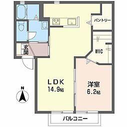 サニーハイツF 1LDKの間取図画像