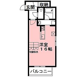 ペリエジュエAB ワンルームの間取図画像