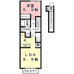 グリーンハウス東中島 1LDKの間取図画像
