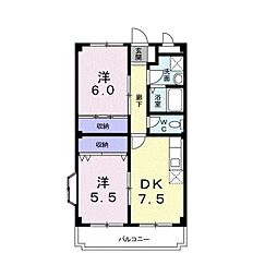 スクエアガーデン 2DKの間取図画像