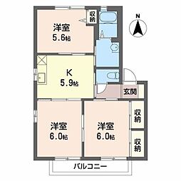 カーサアコルデB 3Kの間取図画像