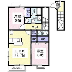 コーポウラザキ 2LDKの間取図画像