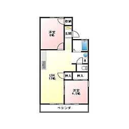 ドミール長良 2LDKの間取図画像
