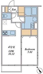 ウィンドテラスみどり台 1階1LDKの間取り