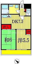 明生ビル 6階2DKの間取り