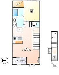 サウザンドリーフ 2階1LDKの間取り