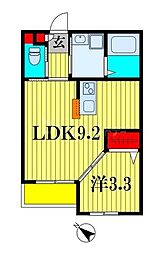 ラ・コンシェリー東千葉 3階1LDKの間取り