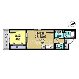 プラリヴェールコート 1LDKの間取図画像