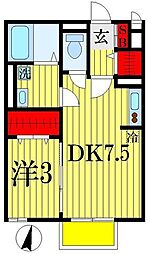 グランモア登戸壱番館 1DKの間取図画像