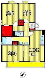 ロイヤルクレッセント西登戸 3LDKの間取図画像