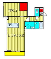 千葉市中央区松波2丁目アパート 1LDKの間取図画像