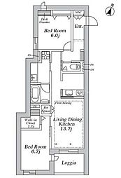 GREEN CREST 2LDKの間取図画像