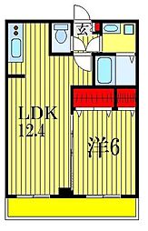 メイアジュール登戸 1LDKの間取図画像